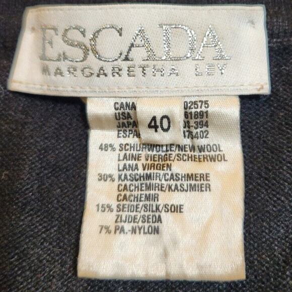 Escada Medium EU 40 $294 Black Beaded Wool Cashmere Silk Vest Luxury Designer - Picture 5 of 7